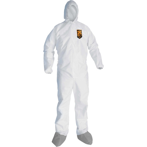 KleenGuardA45 Liquid & Particle Protection Coveralls with Anti-Slip Shoe, Large, Grey/White, Microporous WestPier