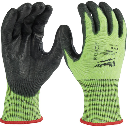 High Visibility Dipped Gloves, Size X-Large, 15 Gauge, Polyurethane Coated, Polyethylene Shell, ASTM ANSI Level A5 WestPier