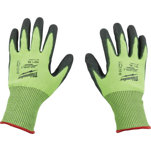 High Visibility Dipped Gloves, Size X-Large, 15 Gauge, Polyurethane Coated, Polyethylene Shell, ASTM ANSI Level A5 WestPier