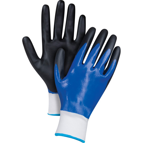 Gants enduits noir & bleu, 2T-Grand, R&ecirc;vetement Mousse de nitrile, Calibre 15, Enveloppe en Nylon WestPier