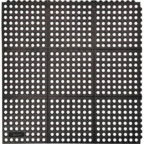 Cushion-Ease&reg; 550 Interlocking Anti-Fatigue Mat, Slotted, 3' x 3' x 3/4", Black, Rubber WestPier
