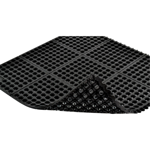 Cushion-Ease&reg; 550 Interlocking Anti-Fatigue Mat, Slotted, 3' x 3' x 3/4", Black, Rubber WestPier
