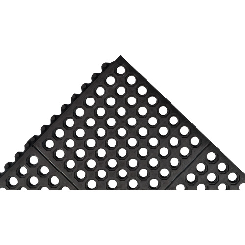 Cushion-Ease&reg; 550 Interlocking Anti-Fatigue Mat, Slotted, 3' x 3' x 3/4", Black, Rubber WestPier