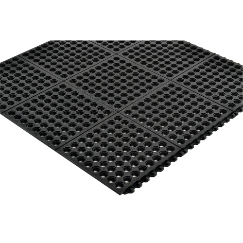 Cushion-Ease&reg; 550 Interlocking Anti-Fatigue Mat, Slotted, 3' x 3' x 3/4", Black, Rubber WestPier