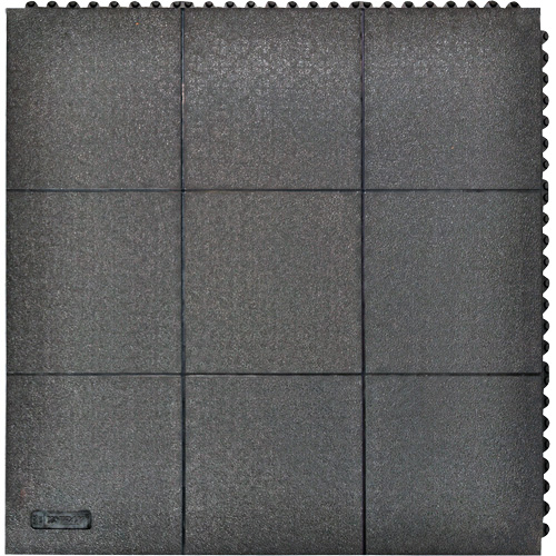 Cushion-Ease&reg; Interlocking Anti-Fatigue Mat, Pebbled, 3' x 3' x 3/4", Black, Natural Rubber WestPier
