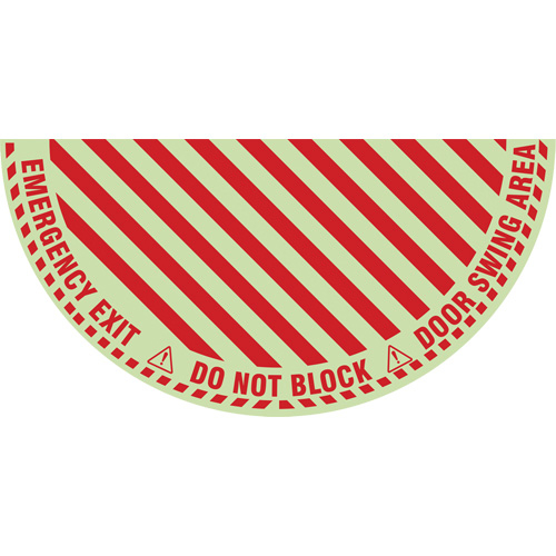 "Emergency Exit" Half Circle Swing Door Floor Sign, Adhesive, English with Pictogram WestPier