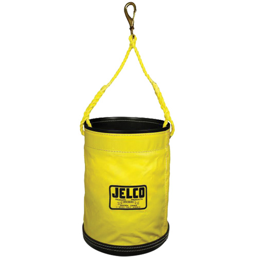 Vinyl Coated Collapsible Bucket, 11" L x 11" W x 16" H, Nylon, Black/Yellow WestPier