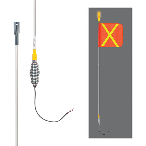 Safety Whip&reg; All-Weather Super-Duty Warning Whips with Constant LED Light, Spring Mount, 5' High, Orange with Reflective WestPier
