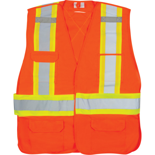 CSA-Compliant High-Visibility Surveyor Vest, High Visibility Orange, Medium, Polyester WestPier