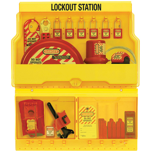 Station de cadenassage pour vannes et appareils &eacute;lectriques de luxe standard, Cadenas Thermoplastique, Capacit&eacute; de 32, Cadenas Compris WestPier