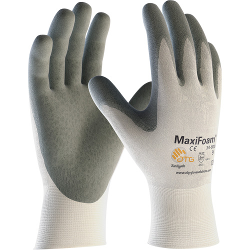 ATG MaxiFoam&reg; Premium Seamless Knit Gloves, Large, Nitrile Coating, 15 Gauge, Nylon Shell WestPier