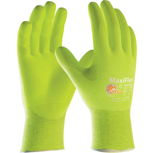 ATG MaxiFlex&reg; Ultimate High Visibility Seamless Gloves, Large, Nitrile Coating, 15 Gauge, Nylon/Elastane Shell WestPier