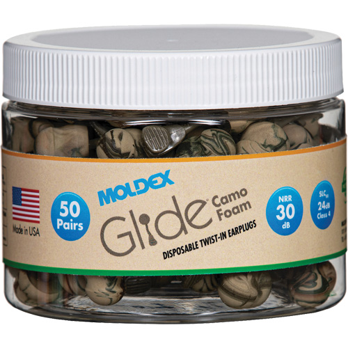 Glide&reg; Camo Foam Earplugs, Bulk - Canister WestPier