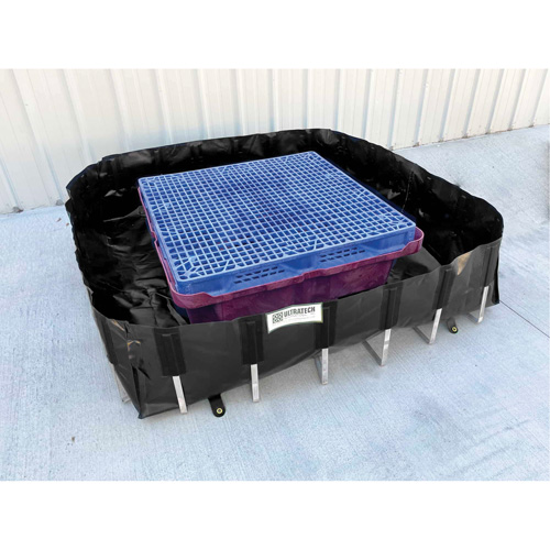 Ultra-IBC Berm&reg; Spill Berm, 400 US gal. Capacity, 6' W x 6' L x 18" H, L-Bracket WestPier