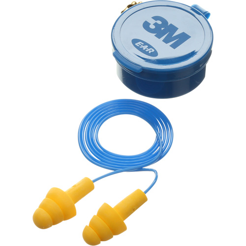 Bouchons d'oreilles pr&eacute;moul&eacute;s E-A-R Ultrafit, Avec cordon, Paire - Boîtier en plastique, 25 dB NRR, Taille unique WestPier