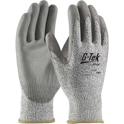 G-Tek&reg; PolyKor&reg; Cut-Resistant Glove, Size X-Small, 13 Gauge, Polyurethane Coated, Engineered Yarn Shell, ANSI/ISEA 105 Level 3 WestPier
