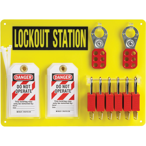 Lockout Board with Keyed Alike Nylon Safety Lockout Padlocks, Plastic Padlocks, 6 Padlock Capacity, Padlocks Included WestPier