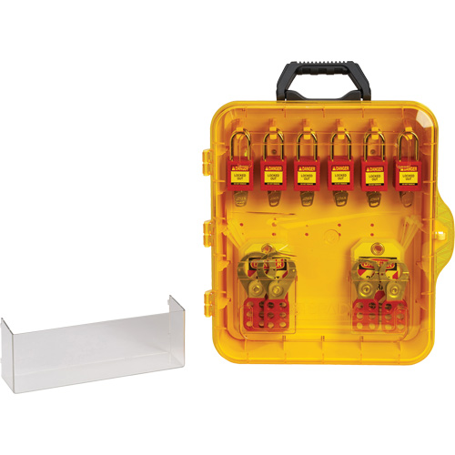 Station de cadenassage avec cadenas de s&eacute;curit&eacute; en nylon &agrave; cl&eacute; utilisant des cl&eacute;s identiques, Cadenas Plastique, Capacit&eacute; de 12, Cadenas Compris WestPier