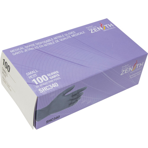 Gants jetables de calibre m&eacute;dical, Petit, Nitrile, 6 mils, Sans poudre, Noir, Classe 2 WestPier