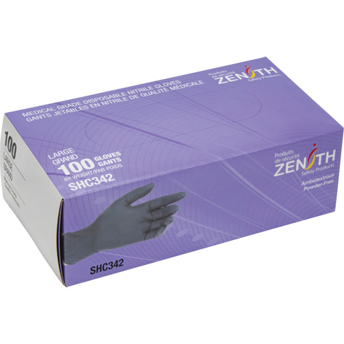 Medical Grade Disposable Gloves, Large, Nitrile, 6-mil, Powder-Free, Black, Class 2 WestPier