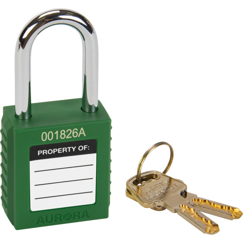 Safety Lock, Green, Keyed Different, Thermoplastic, 1-1/2" Width WestPier