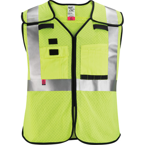 Gilet de s&eacute;curit&eacute; &agrave; maille d&eacute;tachable, Noir/Jaune lime haute visibilit&eacute;, 4T-Grand/5T-Grand WestPier