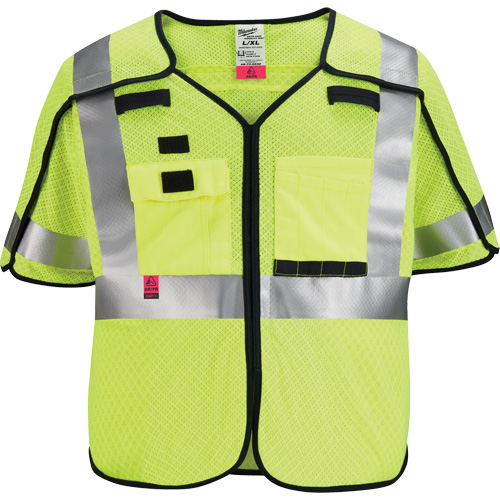 Breakaway Mesh Safety Vest, Black/High Visibility Lime-Yellow, Medium/Small WestPier