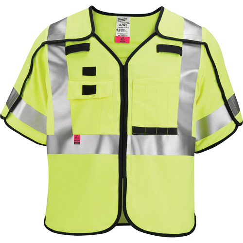 Breakaway Mesh Safety Vest, Black/High Visibility Lime-Yellow, Medium/Small WestPier