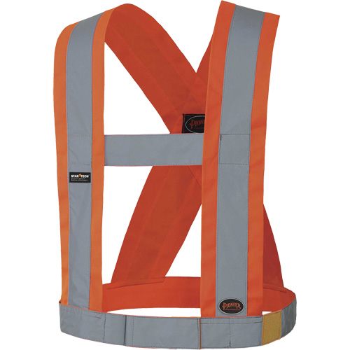 5490 4" Wide Adjustable Safety Sash, Meets/Exceeds CSA Z96 Class 2 - Level 2, High Visibility Orange, Silver Reflective Colour, One Size WestPier