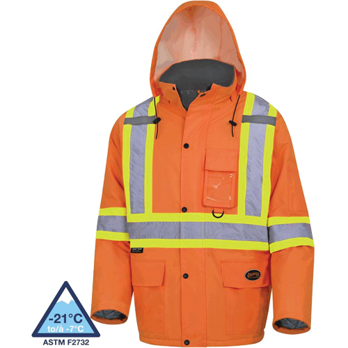 5030 Waterproof Quilted Safety Parka, High Visibility Orange, Small WestPier