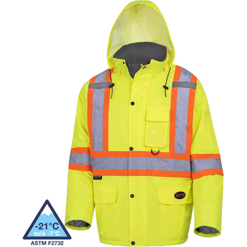 5031 Waterproof Quilted Safety Parka, High Visibility Lime-Yellow, Small WestPier