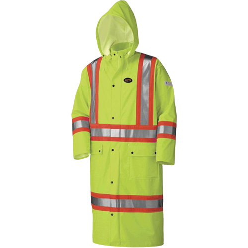 5897 Flame Resistant Waterproof Long Coat, Large, High Visibility Lime-Yellow WestPier