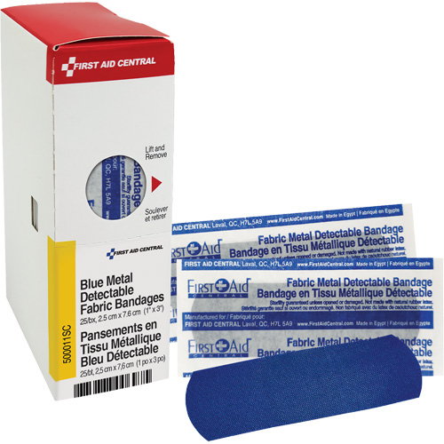 Fabric Blue Detectable Bandages, Rectangular/Square, 1", Fabric Metal Detectable, Sterile WestPier
