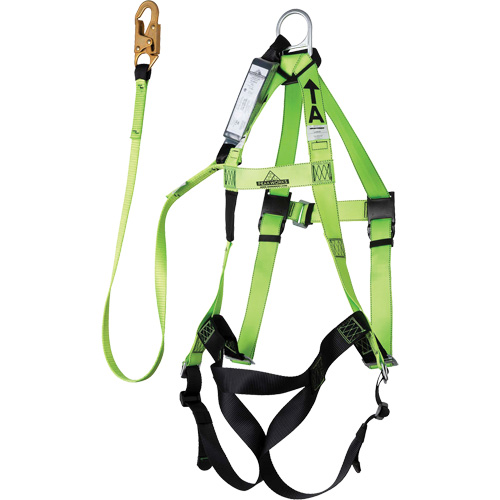 FBH-10000A6440-6 Contractor Series Safety Harness with Shock Absorbing Lanyard, Harness/Lanyard Combo WestPier
