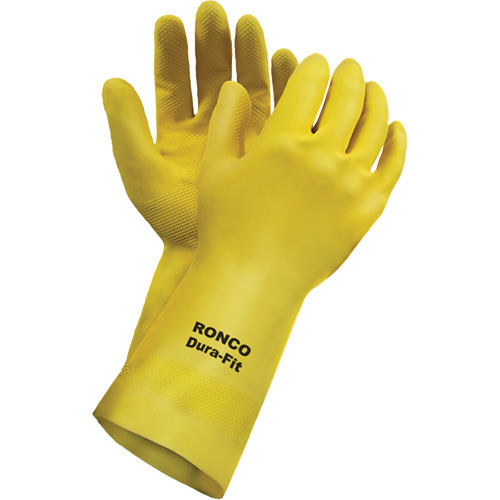 Dura-Fit Reusable Gloves, Size Small/7, 12" L, Latex, Flock-Lined Inner Lining, 20-mil WestPier