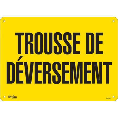 Enseigne  Trousse de d&eacute;versement , 10" x 14", Plastique, Français WestPier