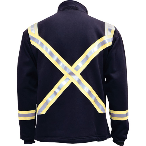 Flame Resistant Striped Full Zip Fleece Jacket, Medium, Navy Blue WestPier