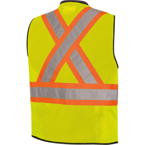 6895 High-Visibility Zip Front Bi-Colour Safety Vest, Black/High Visibility Lime-Yellow, 2X-Large/3X-Large, Polyester WestPier
