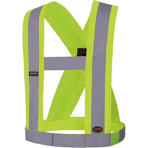 5493 High-Visibility 4" Wide Adjustable Safety Sash, Meets/Exceeds CSA Z96 Class 2 - Level 2, High Visibility Lime-Yellow, Silver Reflective Colour, One Size WestPier