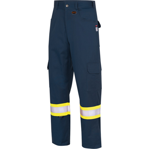 7764 FR-Tech&reg; High Visibility 88/12 FR/Arc Rated Safety Cargo Pants, 30, x 32, Navy Blue WestPier