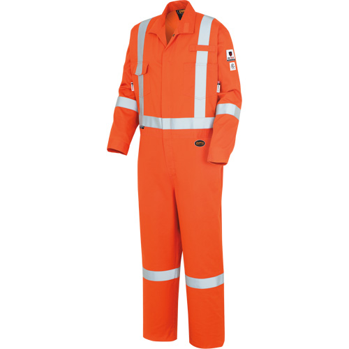 7708A "The Rock" FR-Tech&reg; High Visibility FR/Arc Rated Coveralls, Size 36, High Visibility Orange, 10 cal/cm² WestPier