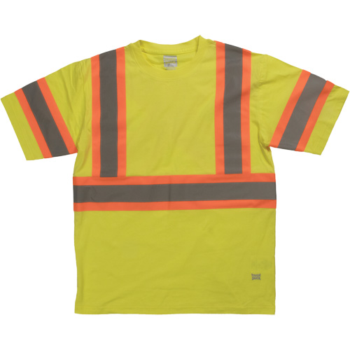 Short Sleeve Safety T-Shirt, Cotton, X-Small, High Visibility Lime-Yellow WestPier