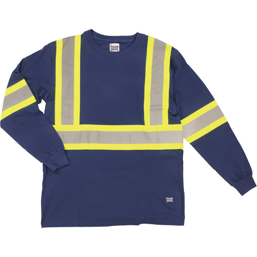 Long Sleeve Safety T-Shirt, Cotton, X-Small, Navy Blue WestPier