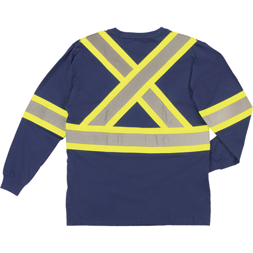 Long Sleeve Safety T-Shirt, Cotton, X-Small, Navy Blue WestPier