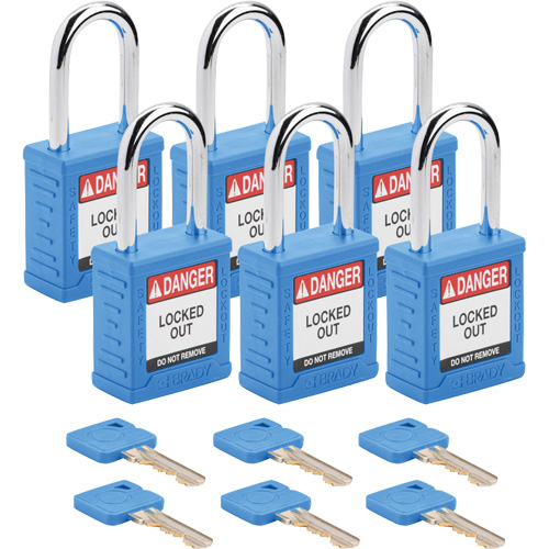 Cadenas de verrouillage Velocity, Bleu, Cl&eacute;s diff&eacute;rentes, Nylon, Largeur de 1-1/2" WestPier