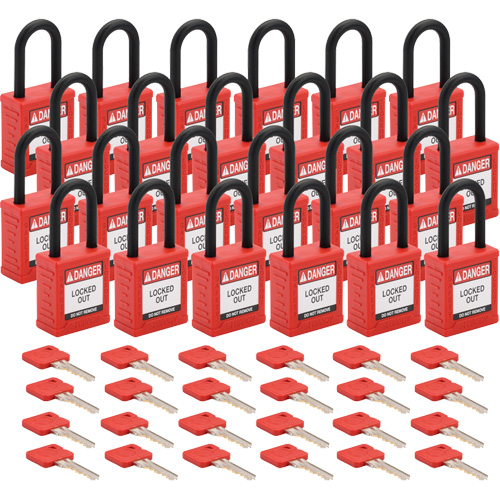 Cadenas de verrouillage Velocity, Rouge, Cl&eacute;s diff&eacute;rentes, Nylon, Largeur de 1-1/2" WestPier