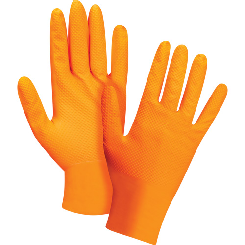 Heavyweight Tactile Grip Examination Gloves, 2X-Large, Nitrile, 8-mil, Powder-Free, Orange, Class 2 WestPier