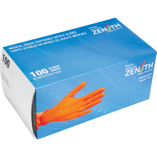 Heavyweight Tactile Grip Examination Gloves, 2X-Large, Nitrile, 8-mil, Powder-Free, Orange, Class 2 WestPier