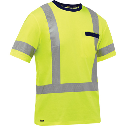 Bisley&reg; X-Back Short Sleeve Shirt, Poly-Cotton, Small, High Visibility Lime-Yellow WestPier