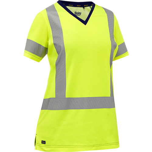 Chemise &agrave; manches courtes et X au dos Bisley pour femmes, Poly-coton, Petit, Jaune lime haute visibilit&eacute; WestPier